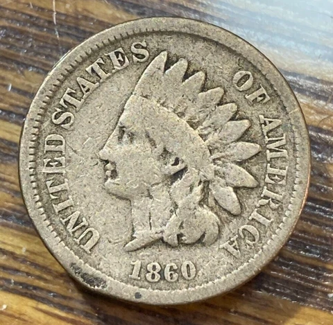 1860 Rounded Bust Indian Cent Nice Original Good CHRC Cover