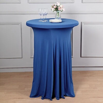 ROYAL BLUE Cocktail TABLE COVER Natural Wavy Drapes SPANDEX TABLECLOTH Party Foto 1 de 4