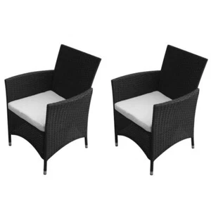 Gartenstühle 2 Stk. Poly Rattan Schwarz - Bild 1 von 5
