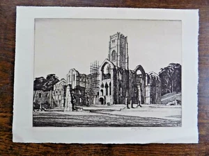 Drypoint 1946 Grabado Fuentes Abadía Yorkshire Sir Henry Rushbury Impresión Firmada - Imagen 1 de 10