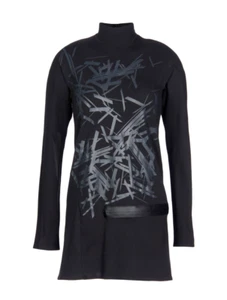 adidas Y-3 by Yohji Yamamoto Women Sweatshirt Turtleneck Top Black Cotton Size L - Picture 1 of 2