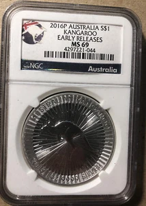 2016 P Australia $1 Dollar Kangaroo Silver Coin, NGC Early Release MS 69 - Picture 1 of 2
