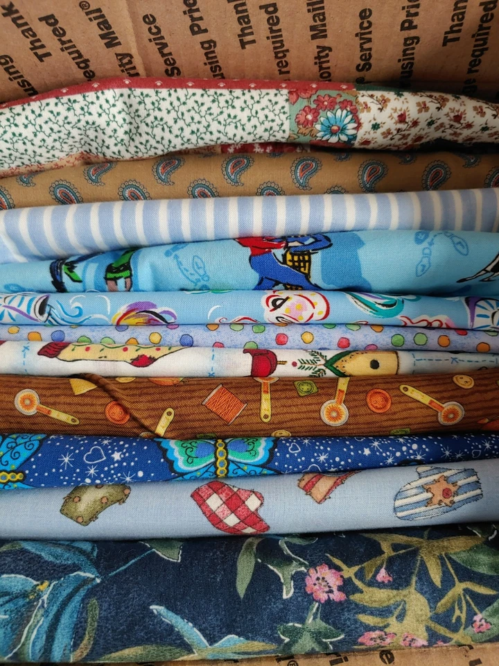 5 + Lbs. Cotton Fabric Box Lot Quilting Crafts 1 +Yd Pieces Multiple Yards(#B128 - Image 1 of 4