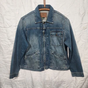 RALPH LAUREN Jeans Co Talla 1x Denim Trucker Chaqueta fruncida en la cintura cremallera delantera - Imagen 1 de 9