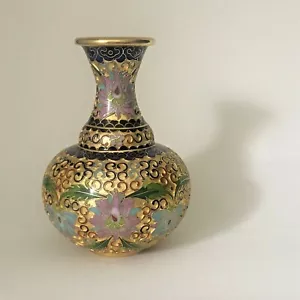 Mint Chinese Cloisonne Champleve Handmade Tianqiuping/ Globular 5.5” Vase - Picture 1 of 12