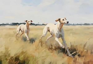 Elegantes Poster Laufende Hunde - Graceful Hound Wandbild - 16x12/20x16/24x18/36x24 - Bild 1 von 11