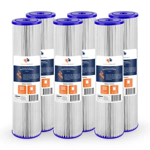 6PK of Big Blue 1µm Pleated Washable Sediment Water Filter 20"x4.5" by Aquaboon - Picture 1 of 1