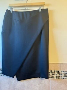 Donna Karan Black Label Black Scuba Stoff Mock Wickelrock Gr. L Neu ohne Etikett - Bild 1 von 5