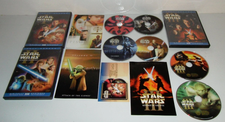 Star Wars Saga Prequel Trilogy I, II, III,  DVD Discs Full screen MINT Discs! - Image 1 of 4