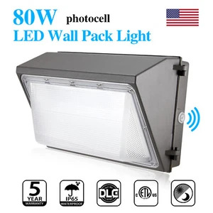 80W LED Wall Pack Light Dusk to Dawn Commercial Outdoor Security Lighting IP65 - Picture 1 of 8
