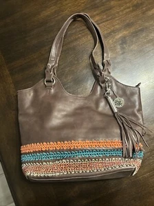 THE SAK BACK TO BALI LEDER GEHÄKELT SHOPPER MAHAGONI SEMINYAK NEU OHNE ETIKETT - Bild 1 von 9