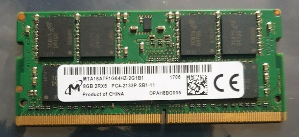 Micron PC4-17000 PC4 2133P 8GB 1X8GB DDR4 2RX8 2133MHz 260pin Laptop Memory  - Image 1 of 1