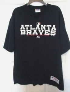 MLB Atlanta Braves Baseball Adult L Majestic Authentic Collection Blue T-Shirt - Picture 1 of 8