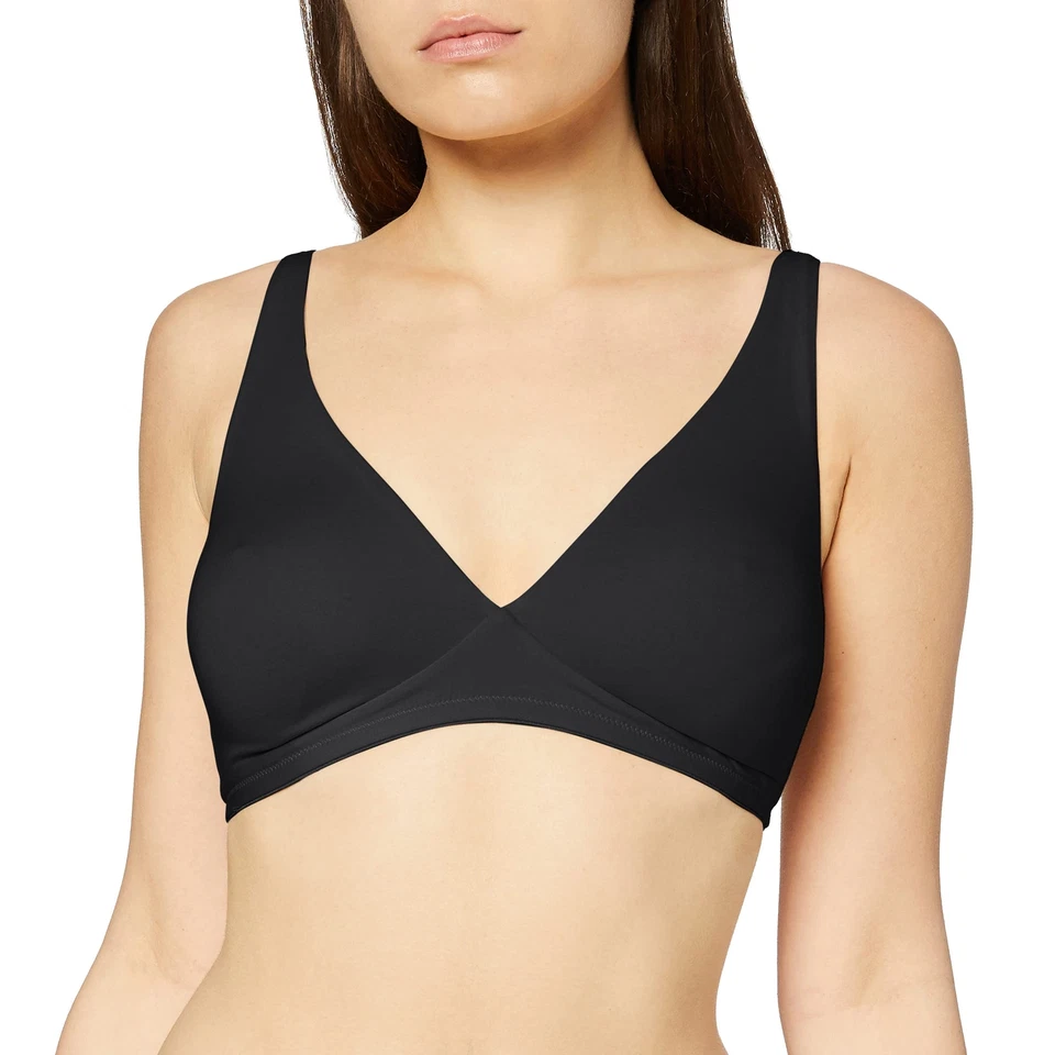 Hanro Black Cotton Sensation Soft Cup Bra L44054 Womens Size 34DD/E