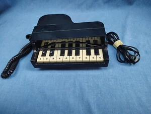 1985 Columbia Baby Grand Piano Phone Telephone ~ Black ~ Tested - Picture 1 of 3