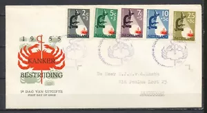 FDC E-23 KANKERBESTRIJDING 1955 - GETYPT ADRES / GESLOTEN KLEP Dv710 - Imagen 1 de 2