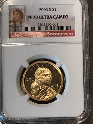 2003 S $1 Sacagawea Dollar NGC PF70 UC RED LABEL - Image 1 of 2