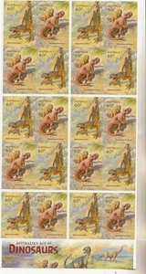 2013 Dinosaurs $12.00 Self/Adhesive stamp Booklet. MUH/MNH. - Picture 1 of 2