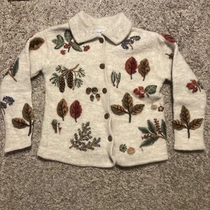 Cardigan maglione donna vintage Marisa Christina Classics lavorato a mano floreale S - Foto 1 di 10