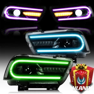 2Set VLAND LED Headlights RGB Sequential For 2011-2014 Dodge Charger w/D2H Bulbs - Foto 1 di 14