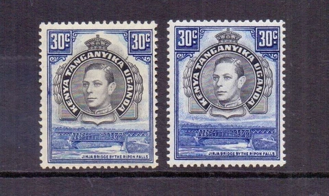 K.U.T. 1938-42 GVI 30c P13¼ & 30c P13¼x13¾ SG141/b LMM/MNH CAT £63 Cover