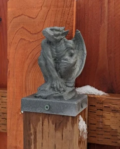 Gargoyle Fence Post Topper | Decorative Outdoor Fence Cap | Garden Gargoyle - Picture 1 of 9