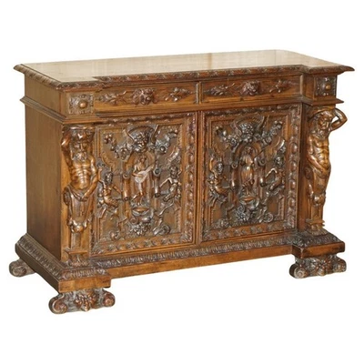 IMPORTANT ANTIQUE CIRCA 1850 FRENCH WALNUT ORNATELY CARVED BUFFET SIDEBOARD - Image 1 of 4