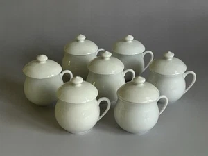 Set Of 7 Apilco France Classic Whiteware Pots de Crème Cups With Lids - Picture 1 of 9