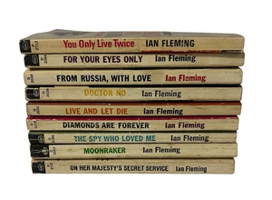 Vintage Ian Fleming James Bond 007 Book Lot 9 Paperbacks 1960's Thriller Spy - Picture 1 of 9