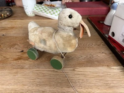 Spielzeug Stoff Tier Steiff Original Piep-Ente Rädertier Mohairplüsch Giengen~50 - Bild 1 von 4