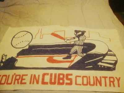 ALFOMBRA TEJIDA ANTIGUA YOU'RE IN CUBS COUNTRY 42 x 24 Chicago ¡Coleccionable de béisbol! Foto 1 de 4