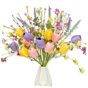 Artificial Spring Flowers 12 Pack Spring Flower Stems 17 Inch Floral Picks - Picture 1 of 7