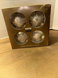 Vintage 2002 Martha Stewart Everyday Glas Weihnachtsschmuck Schachtel mit 4 - Bild 1 von 6