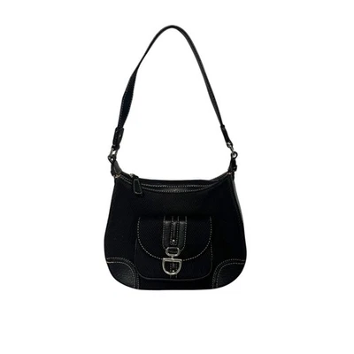 Etienne Aigner Tecido de Veludo Preto Bolsa de Ombro Pequena Aba de Fivela Y2K - Imagem 1 de 4