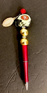 Bolígrafo con cuentas del equipo de los 49ers de San Francisco de la NFL con dije y recarga - hecho a mano regalo para fanáticos - Imagen 1 de 12