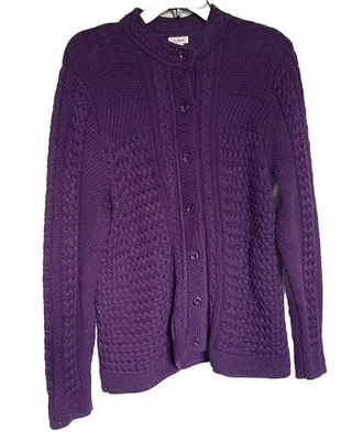 L.L. Cárdigan suéter tejido mezclado frijoles abotonado 100 % algodón grueso púrpura talla XL Foto 1 de 4