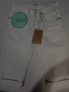 H2J Damen hydraulische Jeansshorts Größe 9/10 dicke Nähte mit Taschen - Bild 1 von 3