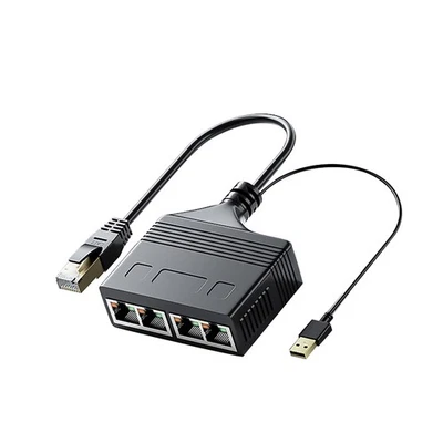 1 to 4 Socket RJ45 Ethernet Cable LAN Network Internet Splitter Adapter 1:4 - Image 1 of 4