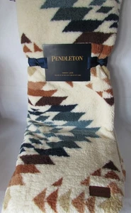 Pendleton Peak Canyon Ivory Sherpa Throw Blanket 50" X 70" Aztec Plush Warm - Picture 1 of 7