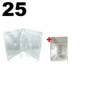 25 PREMIUM STANDARD Clear Blu-Ray 6 Disc Cases 14mm & 100 OPP Bags - Picture 1 of 8