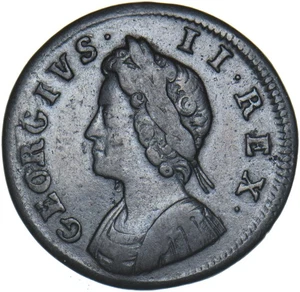 1731 Farthing - George II British Copper Coin - Nice - Picture 1 of 2