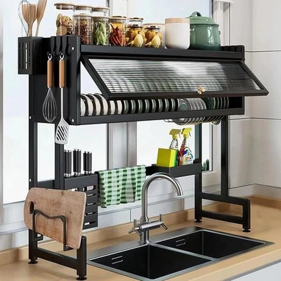 Over The Sink Dish Drainer Drying Rack Kitchen Cutlery Organizer Shelf - Image 1 of 4