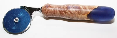 Handmade Pizza Cutter - Stainless Steel 2 1/2" Cutting Blade - Maple Burl Wood - Image 1 of 4