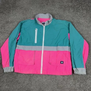 Vintage Starbus Jacke Herren XL rosa türkis Retro Colorblock Nylon Windbreaker 80er - Bild 1 von 11