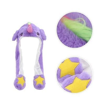  Cute Up Ears Unicorn Hat Divertente Cartoon Animal Cap Morbido peluche per - Immagine 1 di 4