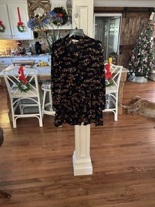 Túnica Entro con botones azul marino marrón estampado manga larga pequeña - Imagen 1 de 5