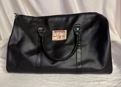 True Religion 男女通用黑色皮革行李袋 状况良好 18 英寸 — 第 1/4 张图片