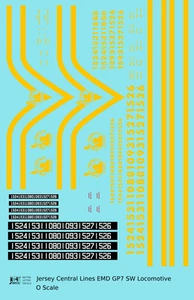 K4 O Scale Decals CNJ Jersey Central Lines EMD Diesel Locomotive Yellow - Picture 1 of 3