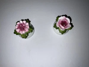 AYNSLEY English Fine Bone China SALT & PEPPER SET Pink Rose AND Carnation VTG. - Picture 1 of 24