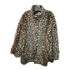 GAP Leopard Print Faux Fur Coat Women’s Size Large | Animal Print Plush Jacket - Picture 1 of 7